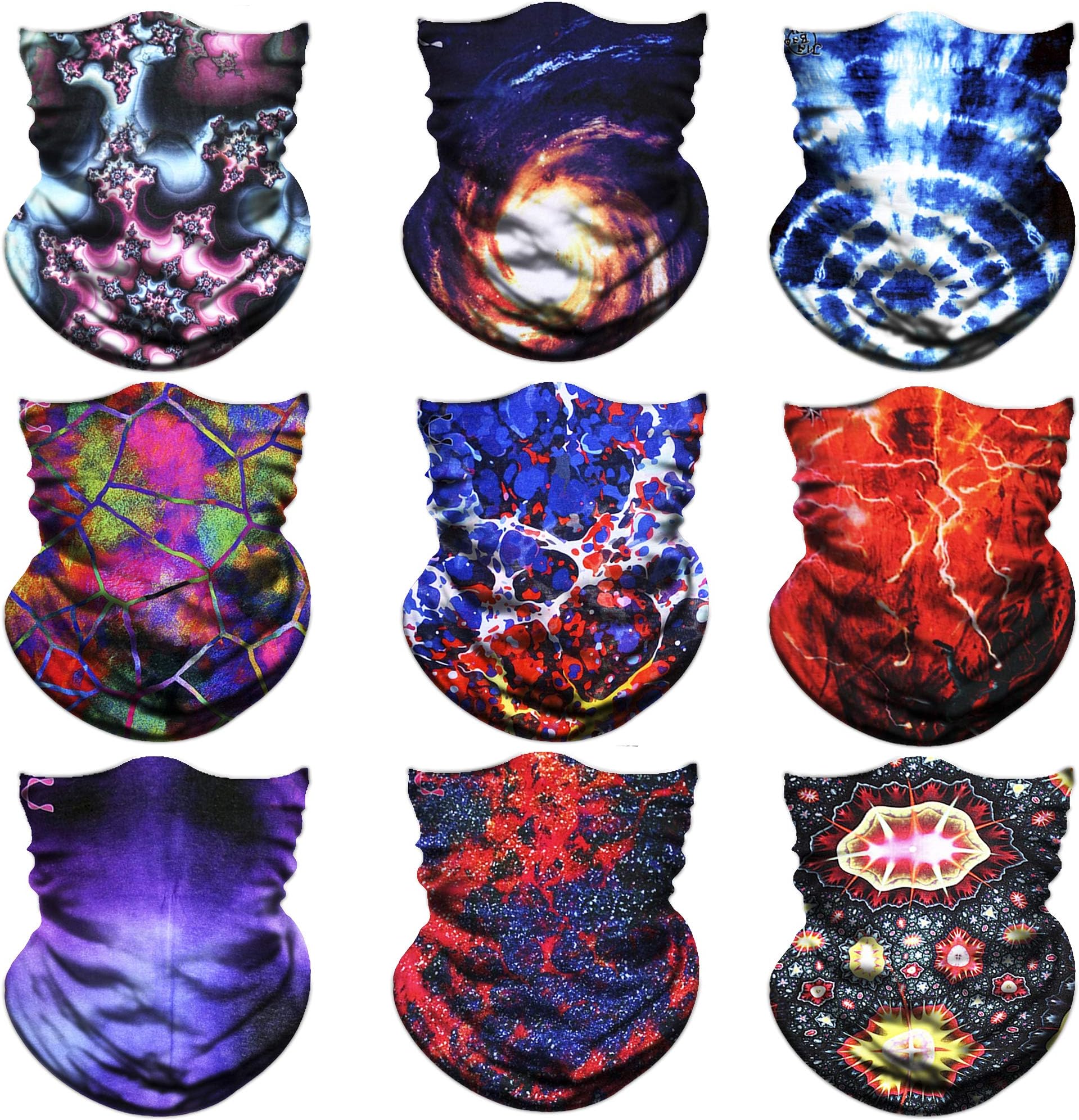 Face Mask Bandana for Sun Dust Wind Seamless Headband for Men Women Neck Gaiter Rave Face Mask for Festival Party Riding Motorcycle Riding Biker Cycling Fishing Tube Mask 9 Pack