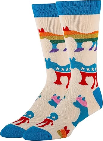 ooohyeah Mens Novelty Funny Political-Theme Crew Socks, Fun Crazy Dress Socks Gifts, Fits Mens Shoe Size 8-13