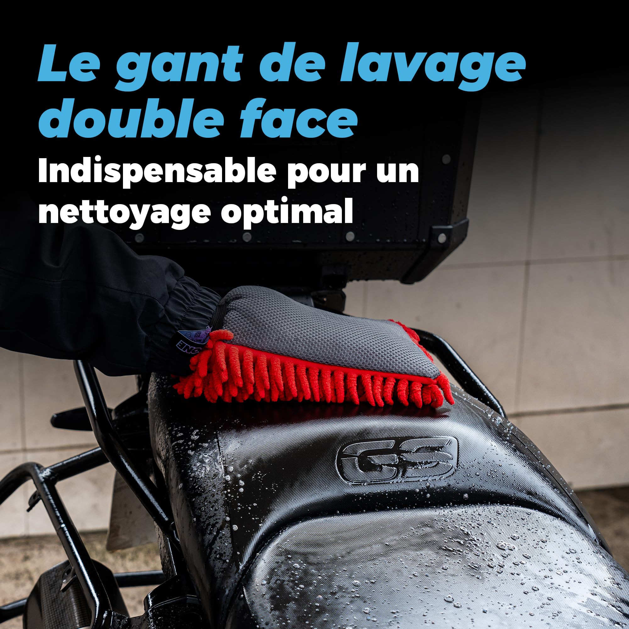 IPONE - Pack Entretien Nettoyage Complet Moto - Cleaning kit - Nettoyant Multi Surfaces Moto Wash 1L + Dégraissant Surpuissant Jantes Wheel Cleaner 1L + Gant Lavage Microfibre + Brosse Jante