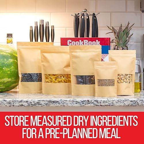 Miniatura 6 de 75 bolsas termosellables a granel para embalaje, bolsas de papel kraft de grado alimenticio con ventana, bolsas de papel encerado resellables para