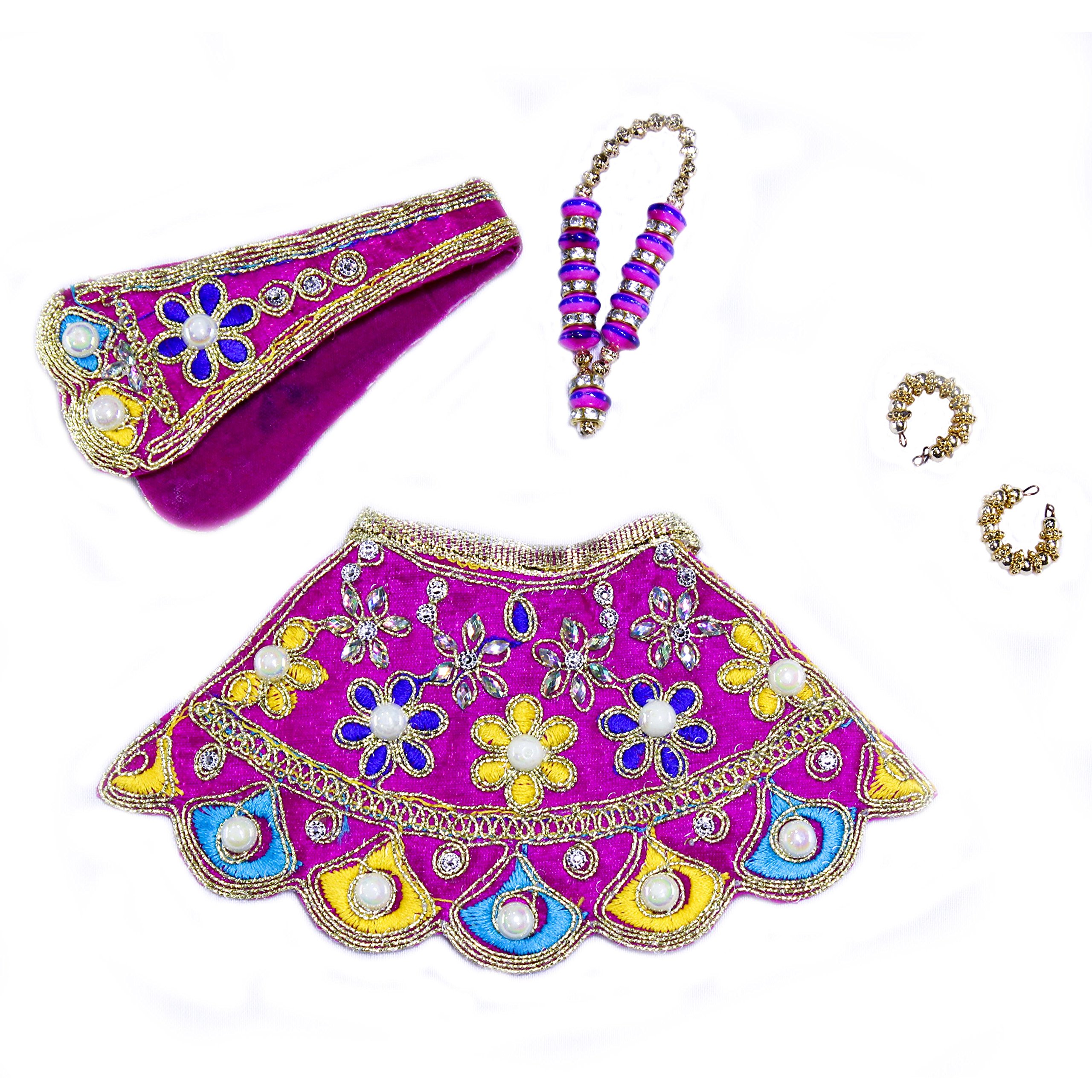 The Holy Mart Silk Durga Devi Lehenga Chunari (lehenga with patka, Multicolour) (Size 4)