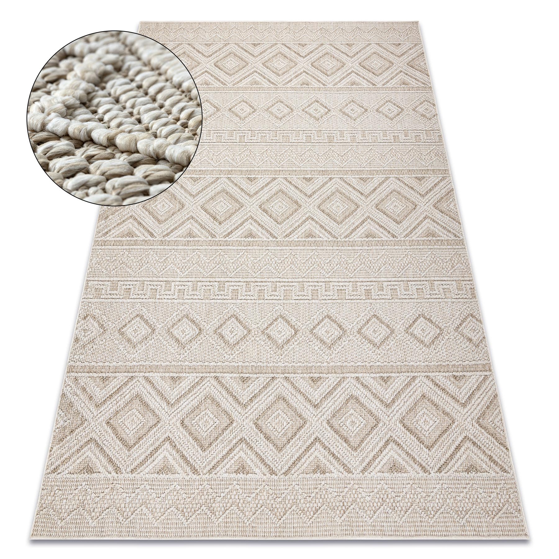 Tapis Jersey beige à losanges rugsx pour sublimer votre terrasse et salon Boho