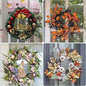 Antimbee 4 Pack Wreath Hangers for Front Door, Extra Large Suction Cup Hooks, Heavy Duty 1.9 Hooks for Easter Garland, No Tools, No Damage Wreath Holder for Glass Windows Shower, Hold Up to 18 Lbs