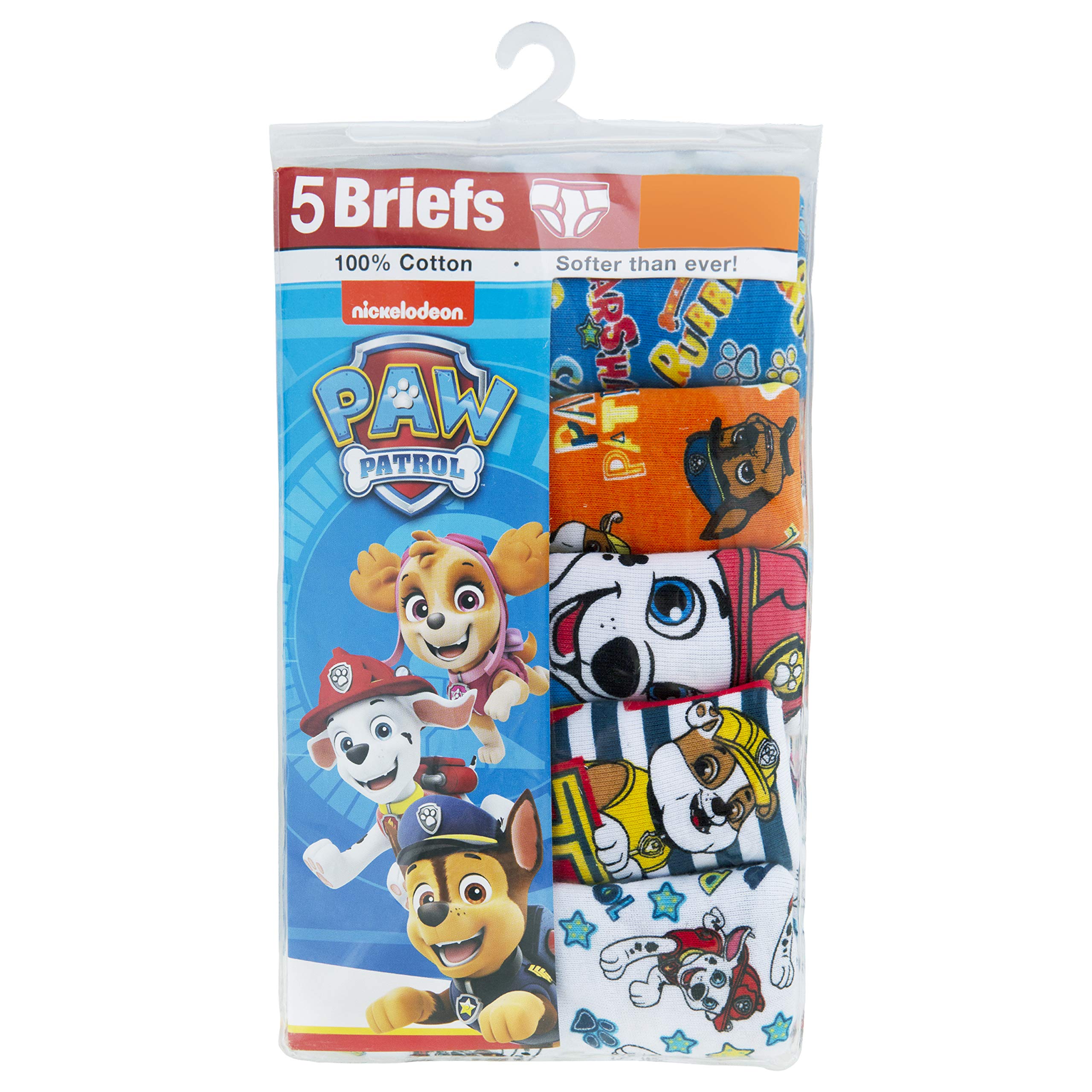 Nickelodeon Handcraft Little Boys' Paw Patrol Brief (Pack of 5), Assorted, 4
