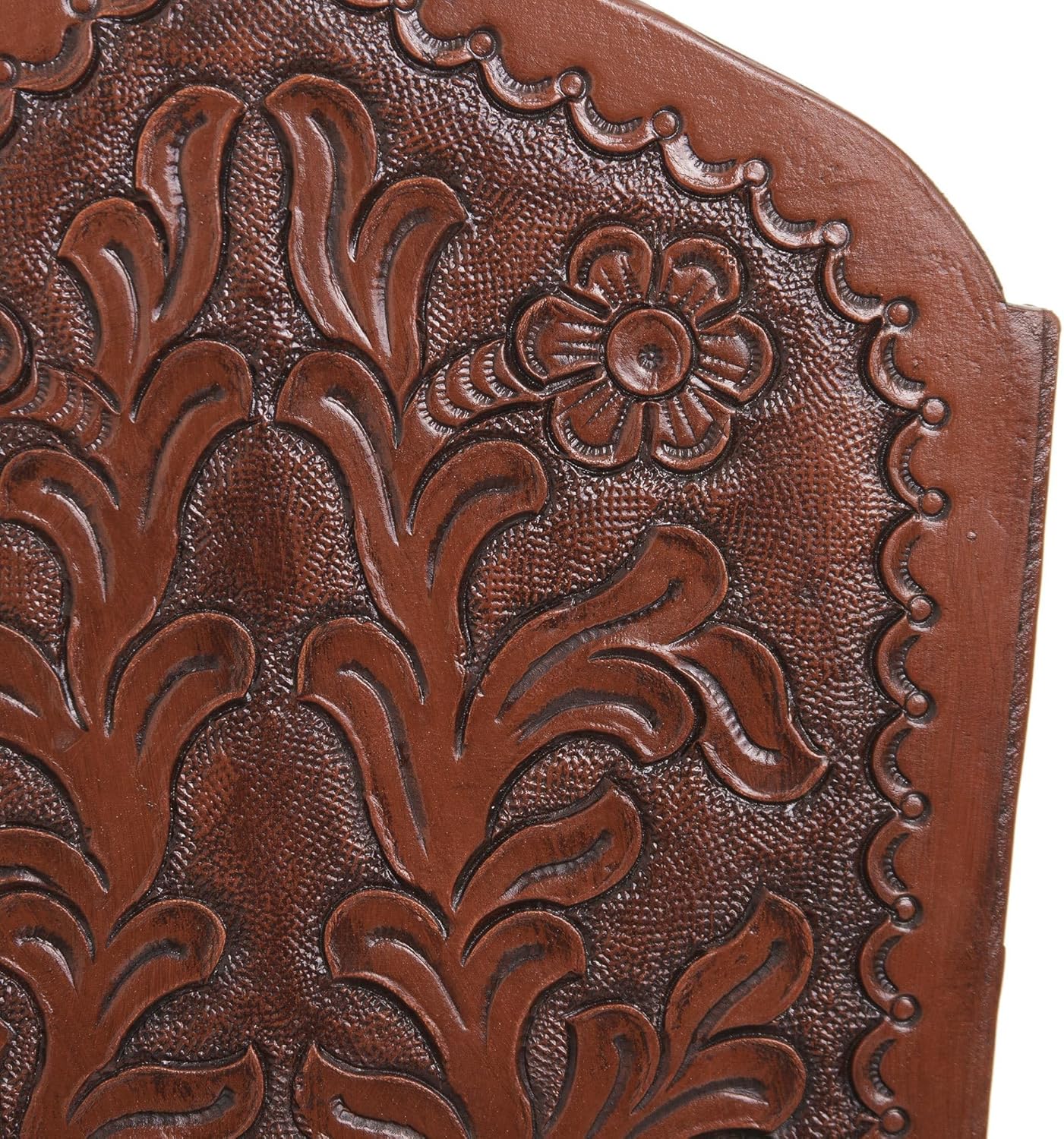 NOVICA Artisan Handmade Wood Leather Magazine Rack Brown Leatherwood Peru Furniture Accessories Cognac Floral [13.75in H x 15.75in W x 9.75in D] 'Iquilla'