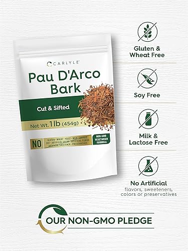 Miniatura 3 de Carlyle PAU D'Arco Bark Bolsa de 1 libra | Cortada y tamizada | Vegetariana | Sin OMG, sin gluten | Tamaño a granel
