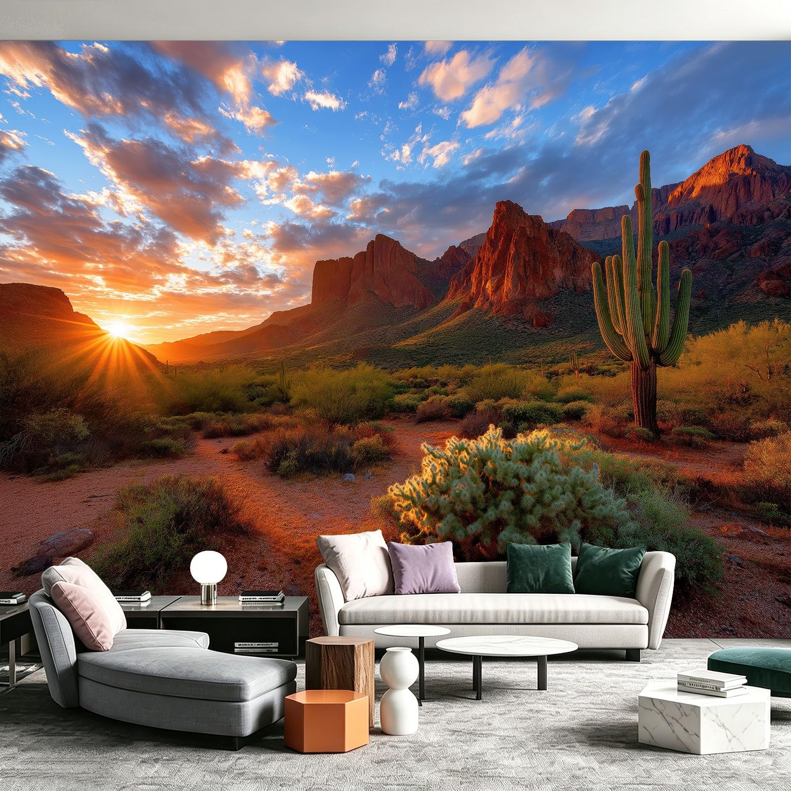 Papier peint intissé nature grand format décor mural XXL poster désert cactus