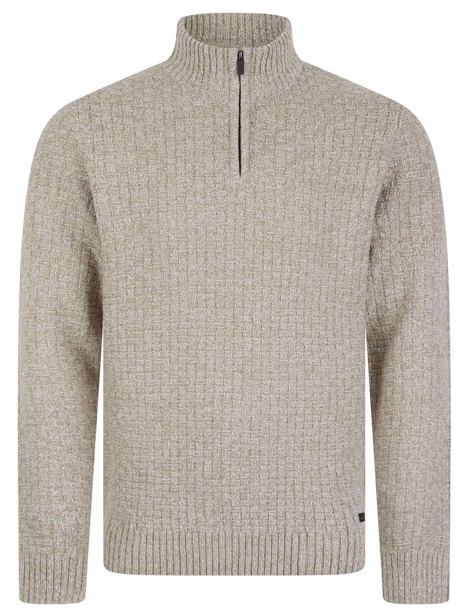 Tokyo Laundry Men's 'Casta' Chunky Basket Stitch Knitted Quarter Zip Funnel Neck Jumper