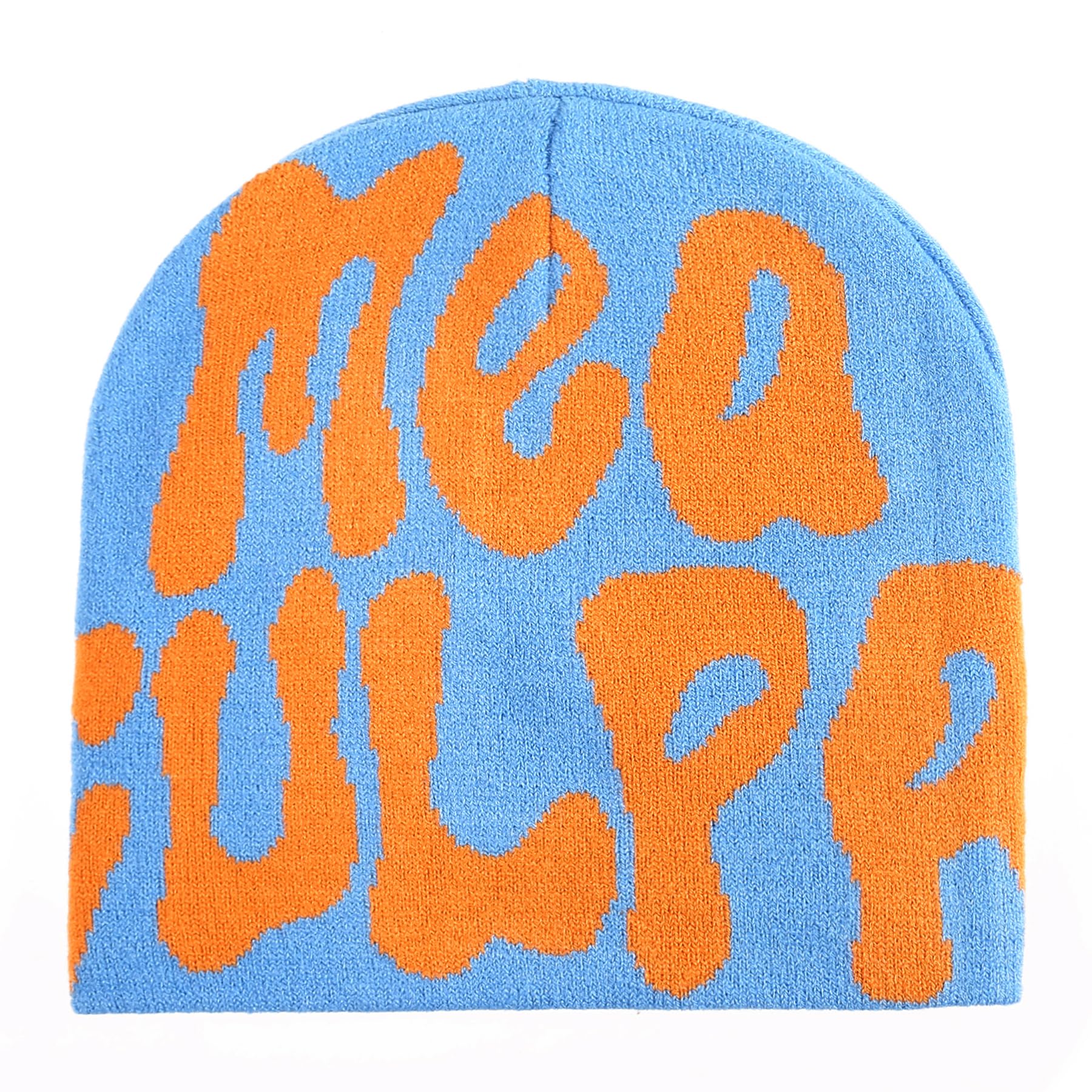 Cleveinuan TaowaveWomen Beanie Y2k Hat,MEA Culpa Graphic Beanies Designs,Winter Hat Knit Skull Cap for Women Blue Orange
