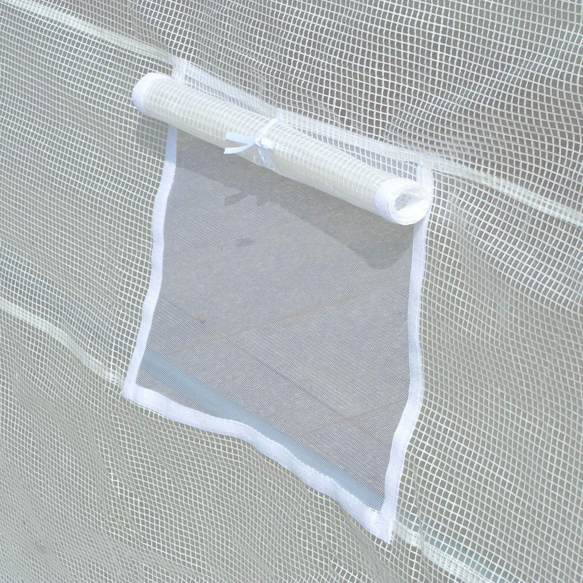 Outsunny Invernadero de Túnel 6x3x2 m Invernadero de Terraza con 8 Ventanas Puerta con Cremallera Cubierta de Polietileno 140 g/m² y Estructura de Acero para Cultivo Plantas Verduras en Jardín Blanco