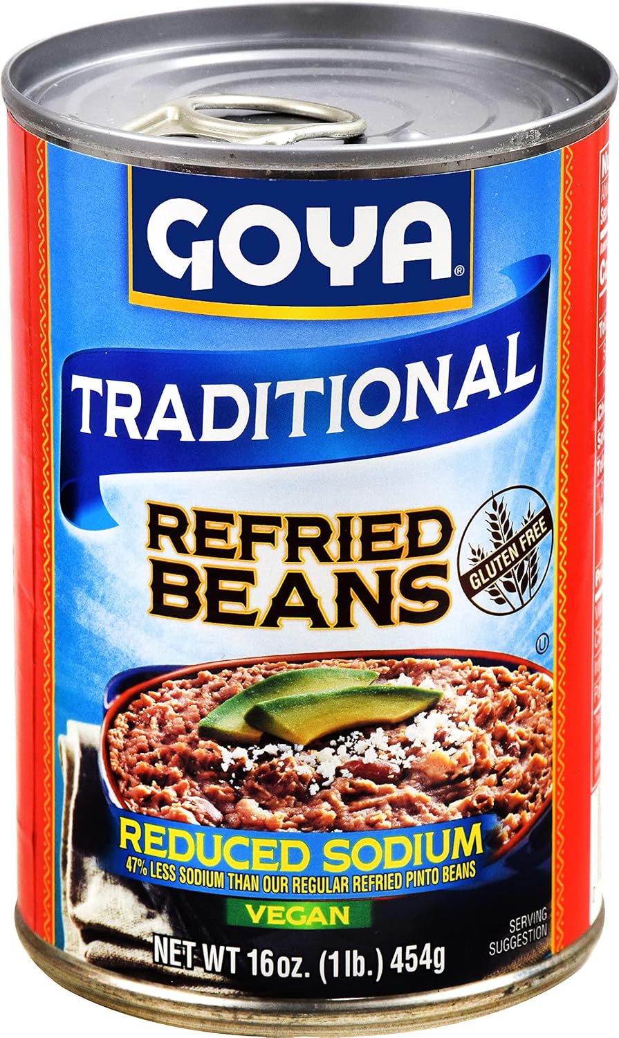 Goya Foods Refried Pinto Beans, Reduced Sodium, 16 Ounce (Pack of 12)