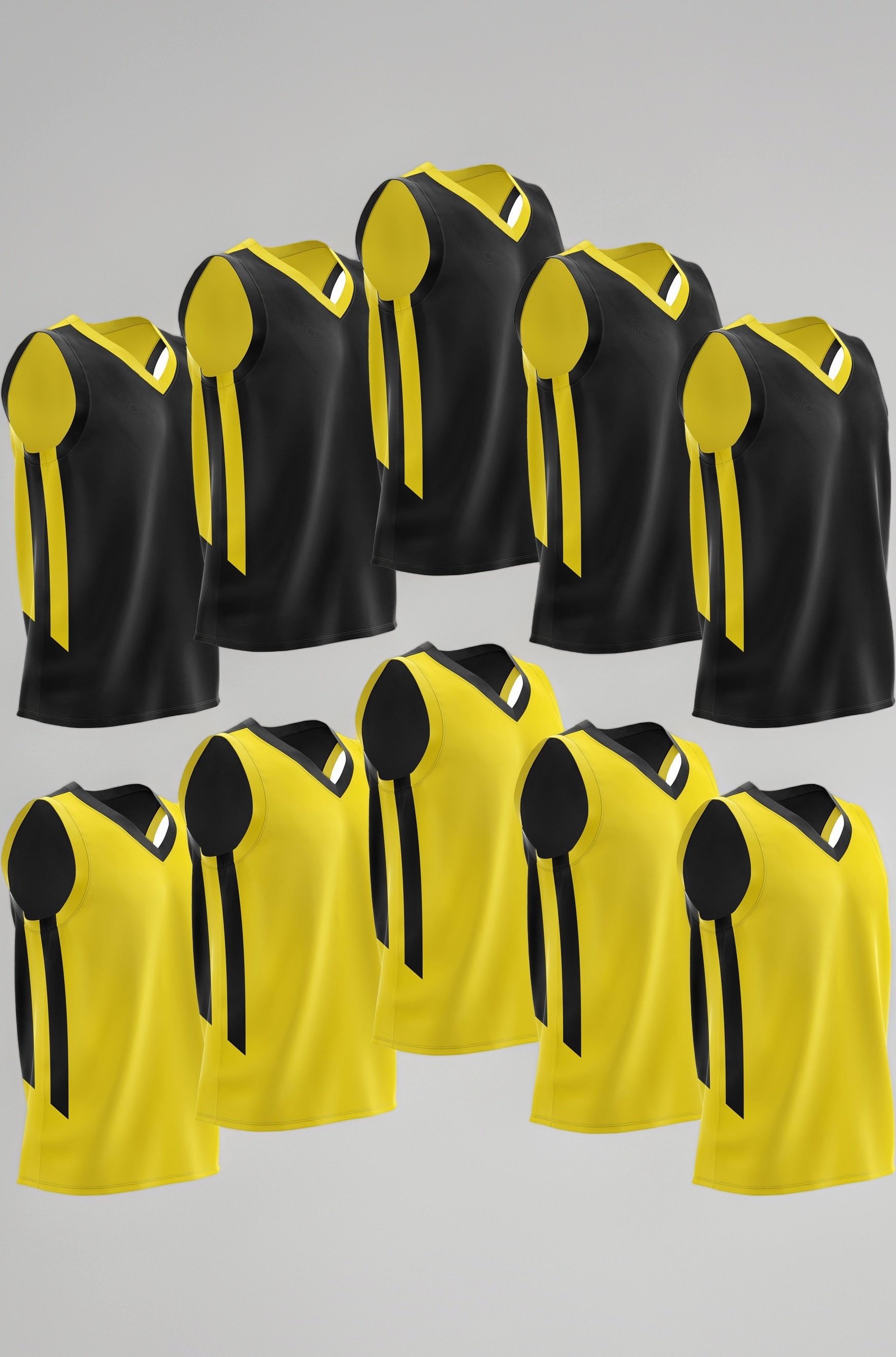 10-Pack Men's Reversible Custom Basketball Jerseys, Plain Mesh Athletic Sleeveless Shirts Blank Team Uniforms Set