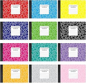Amazon.com : Resurhang 12 Pcs Jr. Composition Notebooks Marble Cover ...