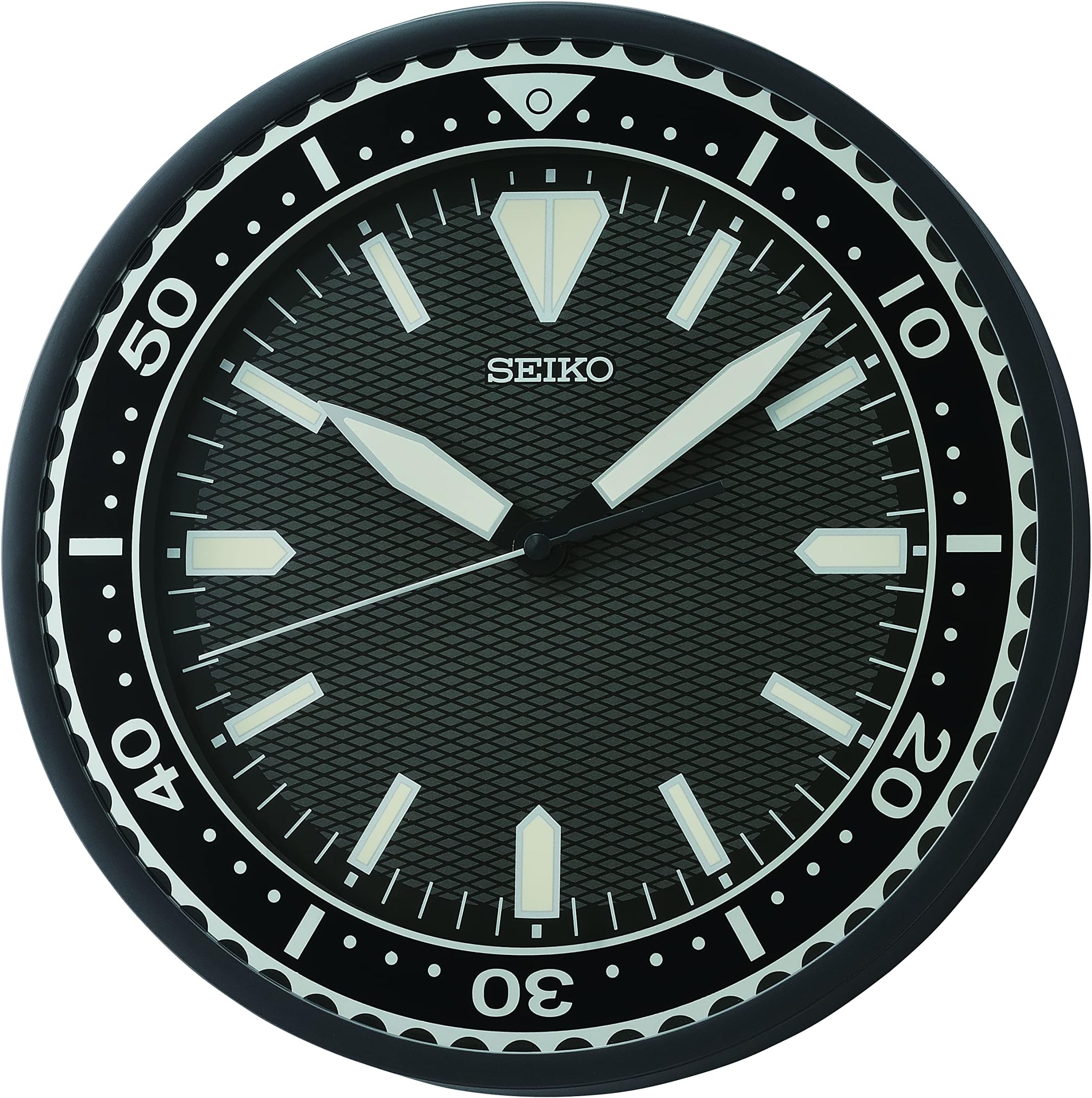 Seiko Plastic 12 Inch Heritage Design Watch Dial Analog Wall Clock, Classic Black
