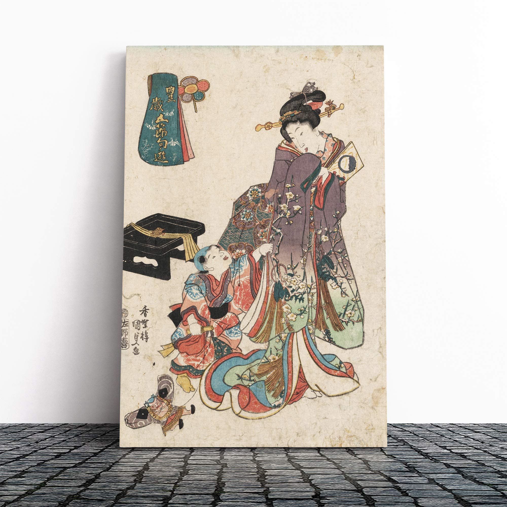 Wall Utagawa Toyokuni Vintage Japanese Oriental Art (21) Canvas Print | Gallery Wrapped 30mm Frame Wall Art | 30x20 inches | Ready to Hang | Asian Picture | Living Room Bedroom Lounge Office