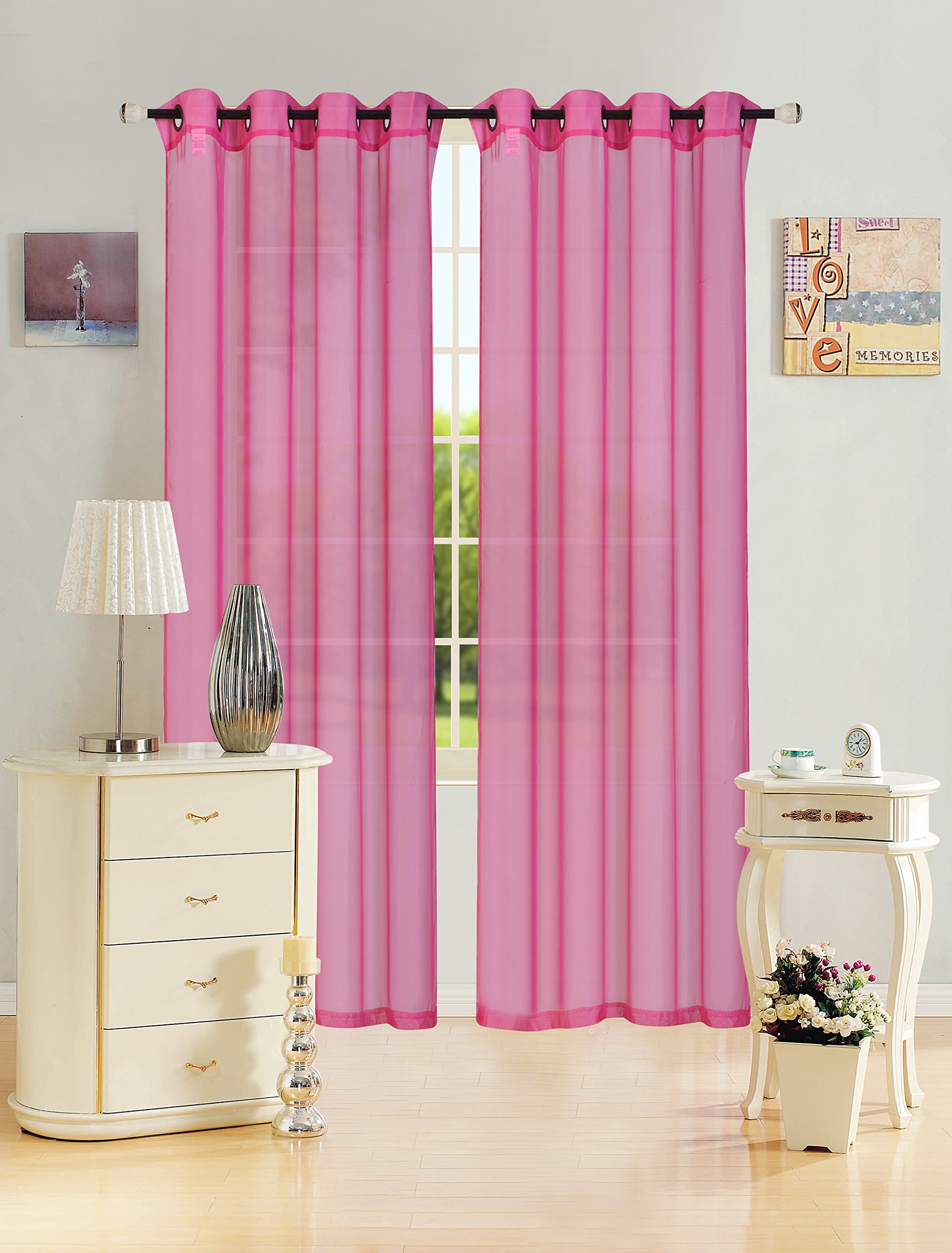 Fuschia Pink Sheer Curtains Curtains & Drapes