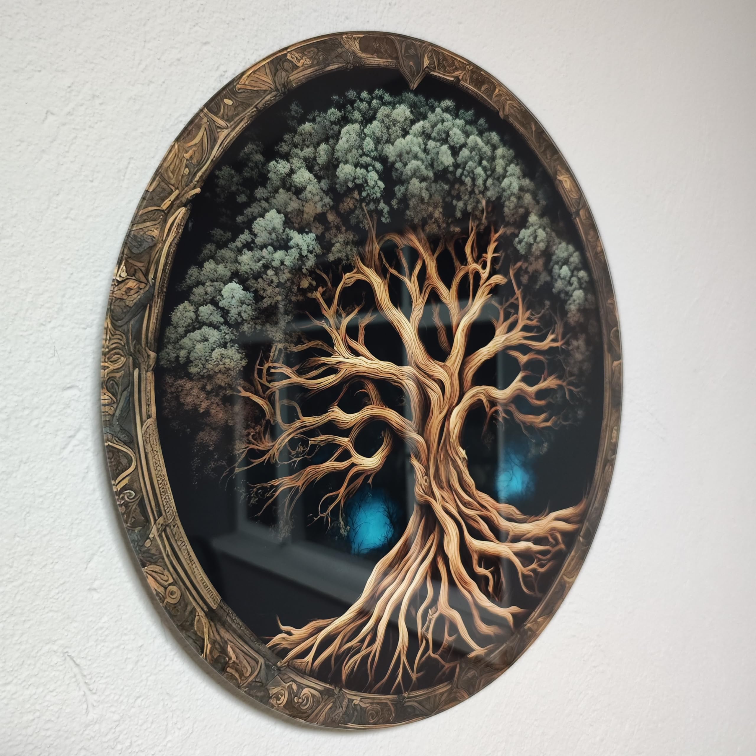 Venovez Tree Of Life, Tempered Glass Wall Art,Abstract Wall Painting, Home Decor, Housewarming Gift, Wall Hangings, Round Wall Art, Wall Decor, Stained Glass Art (Resilience, 14