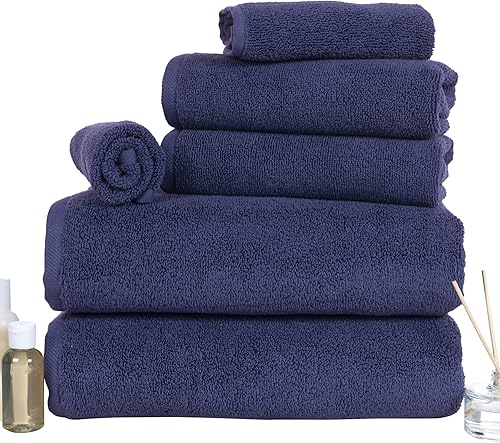 Bedford Home Juego de 6 piezas 100% algodón Zero Twist - Azul marino