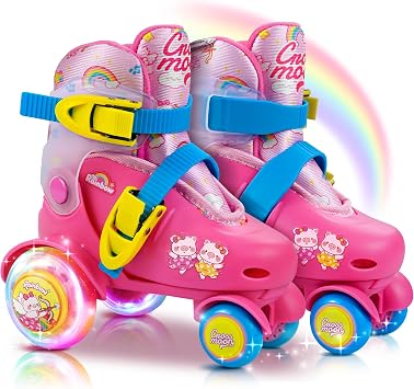 Adjustable Beginner Skates for Kids Light-Up Wheels, Fun Tractor Design for Girls, Boys, Toddlers