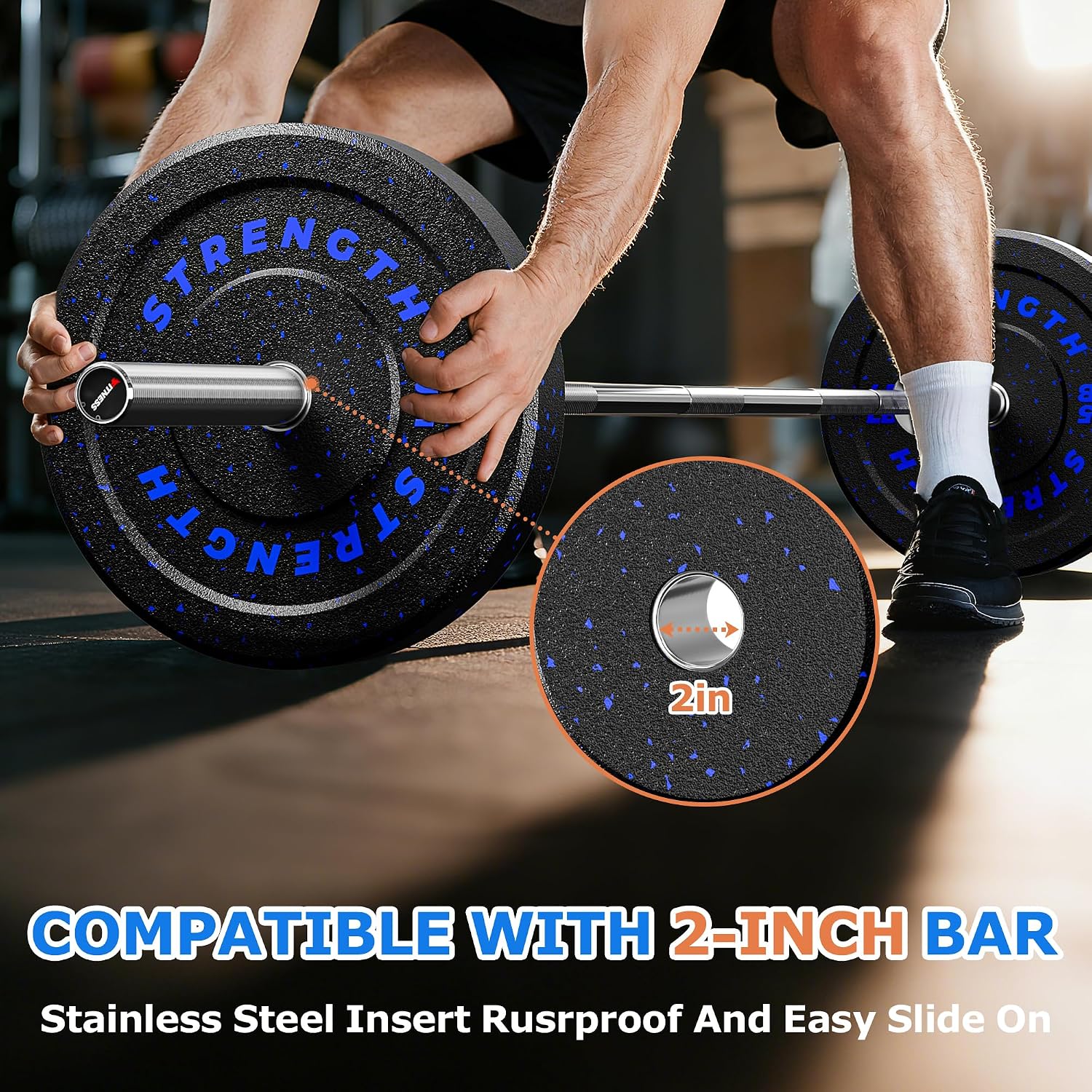 XDDIAS 2-Inch Bumper Plates, Barbell Rubber Olympic Weight Plates Set for Home Gym Strength Training, 20-260lbs, Multiple Options