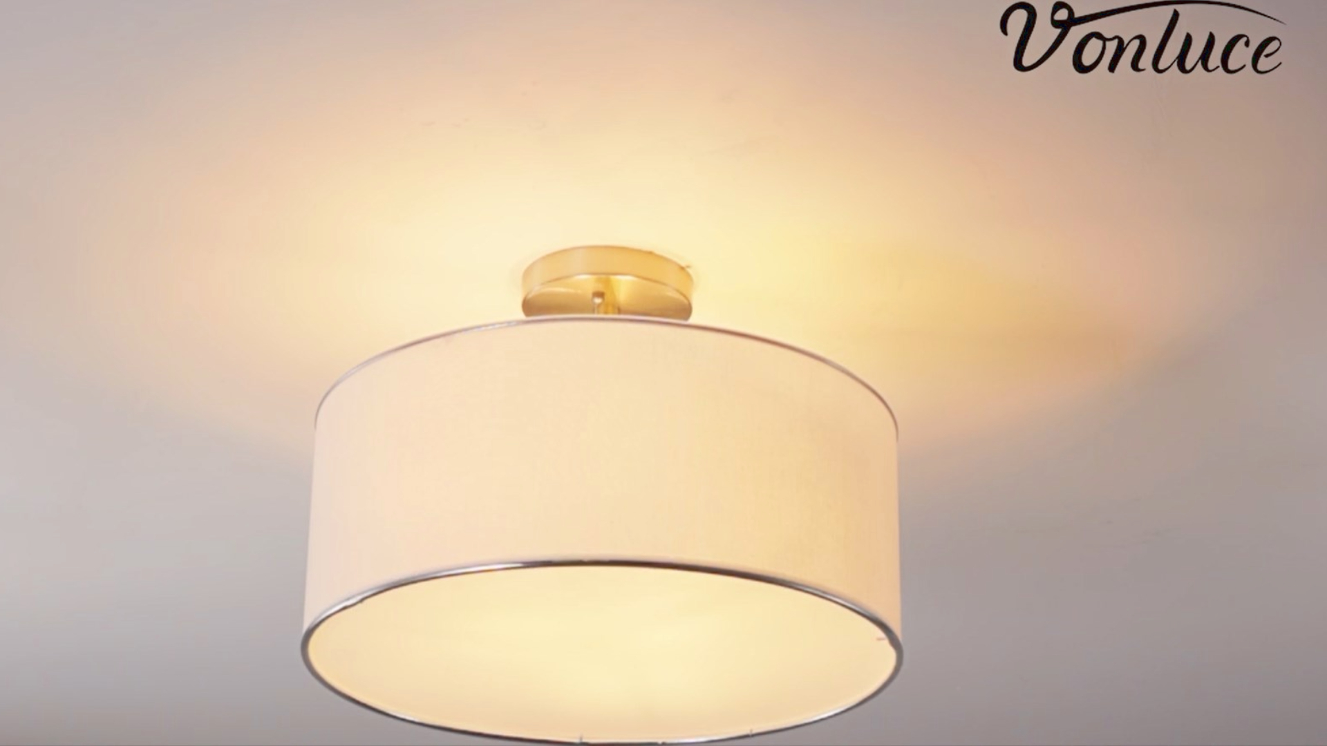 Image of VONLUCE Semi Flush Mount Ceiling Light 18 inch, 3-Light Drum Light Fixture | White Diffused Drum Shade with E26 Sockets, Lighting Fixtures for Hallway, Entryway, Bedroom, Black Finish, ETL Certified