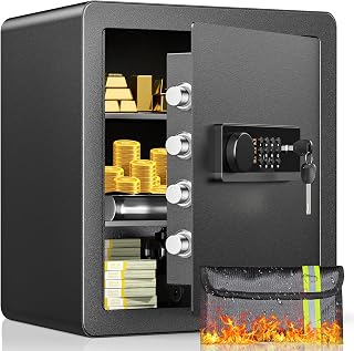 2.0 Cubic Feet Safe Box, Anti-theft Electronic Security Safe with Fireproof Waterproof Bag for Money Valuables Documents, Digital Safety Lock Box for Home Office Hotel, Removable Shelves