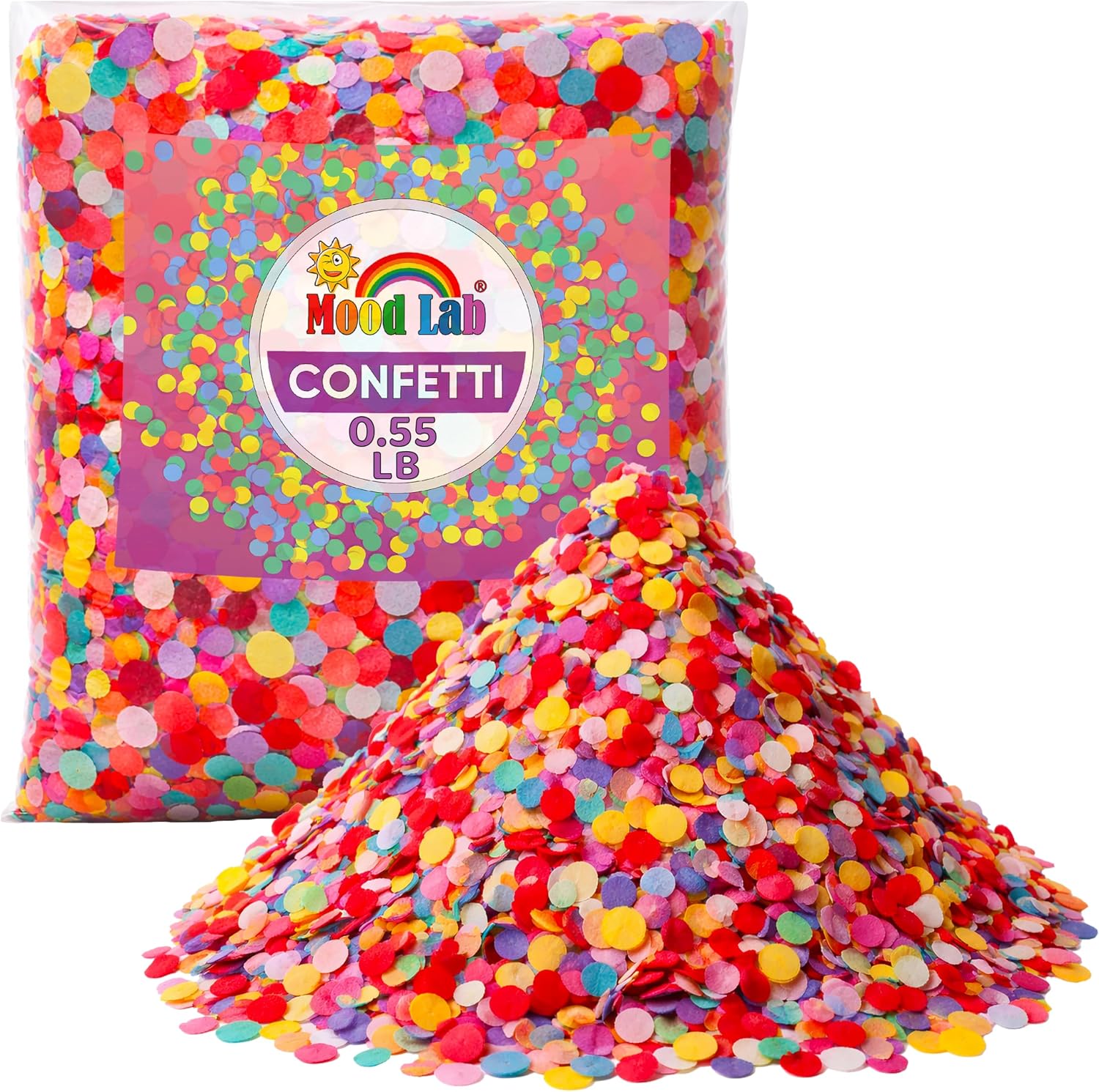 Mood Lab Multicolor Confetti - Mexican Colorful Party Confetti - 0,55 lbs/250gr Round Tissue Confetti