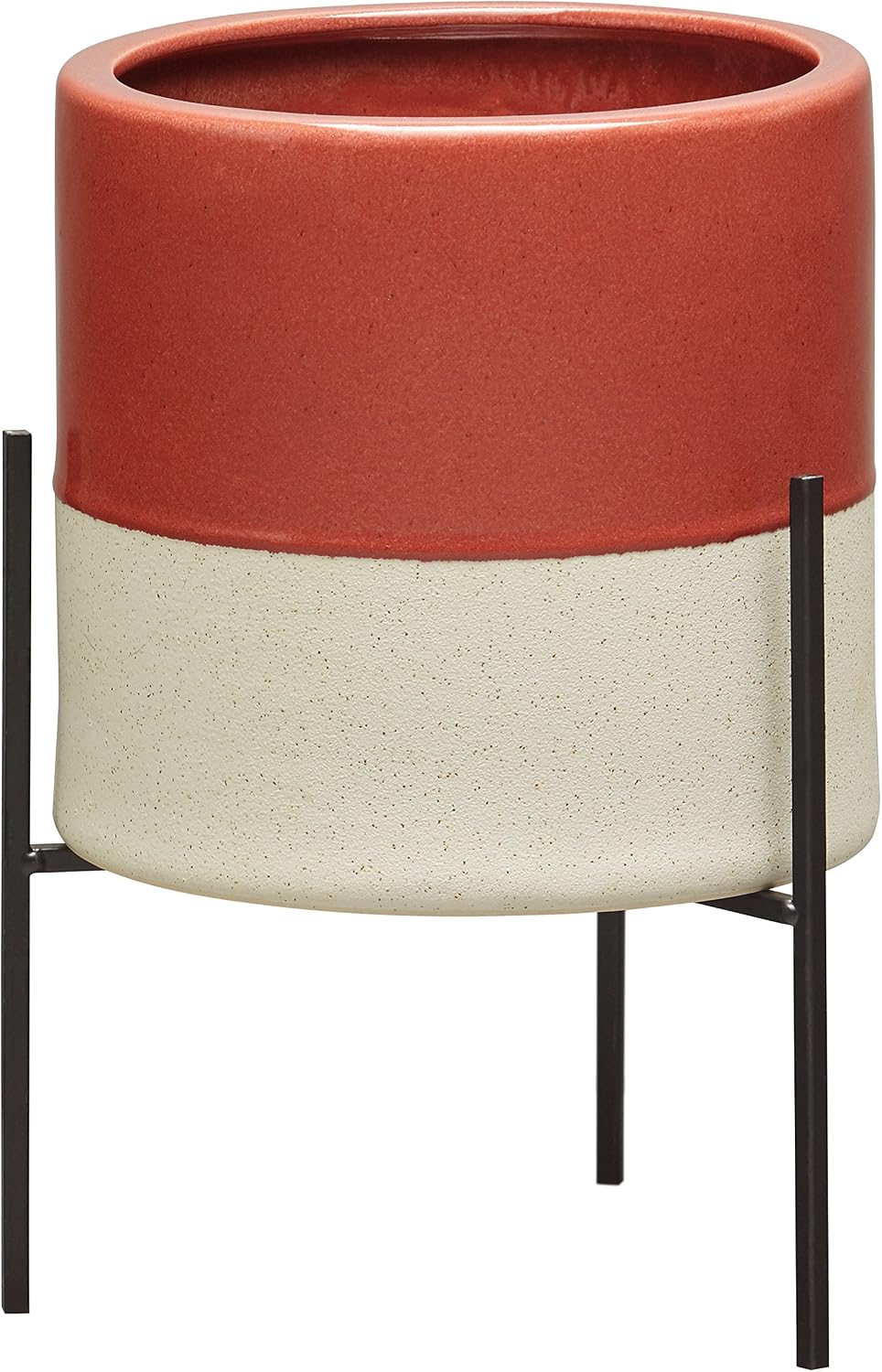 Amazon Brand – Rivet Mid-Century Ceramic Planter with Stand, 14"H, Salmon