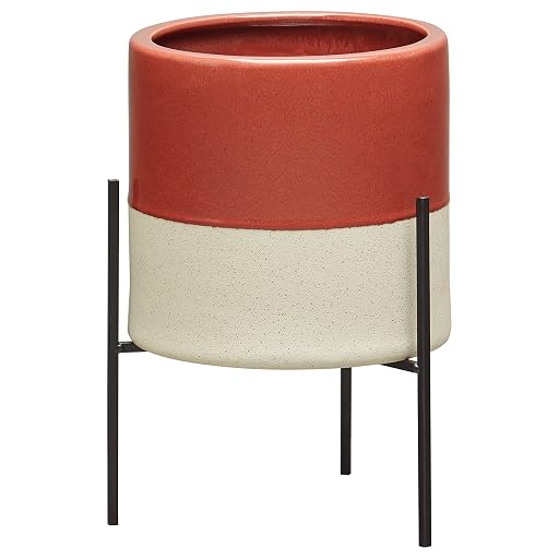 Rivet Mid-Century Ceramic Planter Salmon