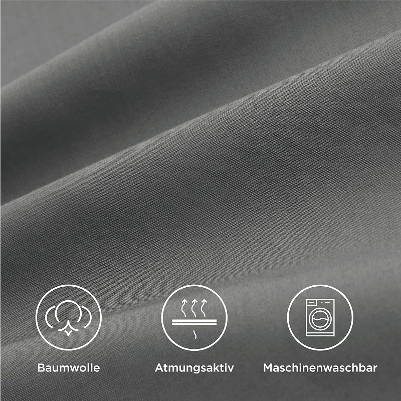 Bedsure set 2 fețe de pernă din bumbac cu fermoar 40 x 80 cm gri antracit respirabile durabile Oeko-Tex