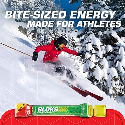 Miniatura 4 de Clif Bloks Sours - Sabor manzana verde - Masticables energéticos - Sin OMG - A base de plantas - Combustible rápido para ciclismo y correr -