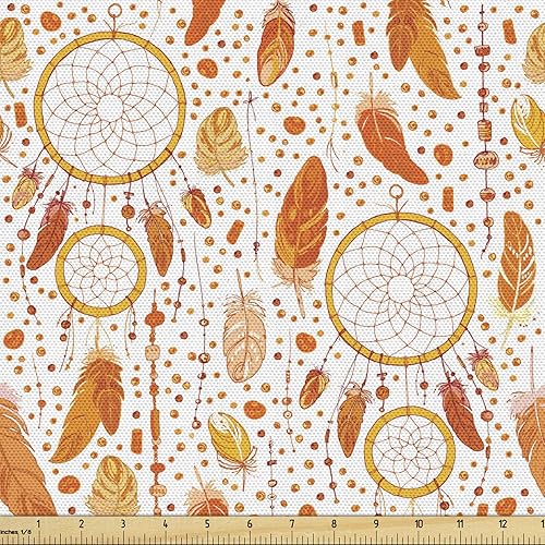 Miniatura 7 de Ambesonne The Yard, tela de primavera de insectos rítmicos mariposas sobre flores, ilustraciones de hojas botánicas, tela decorativa para tapicería