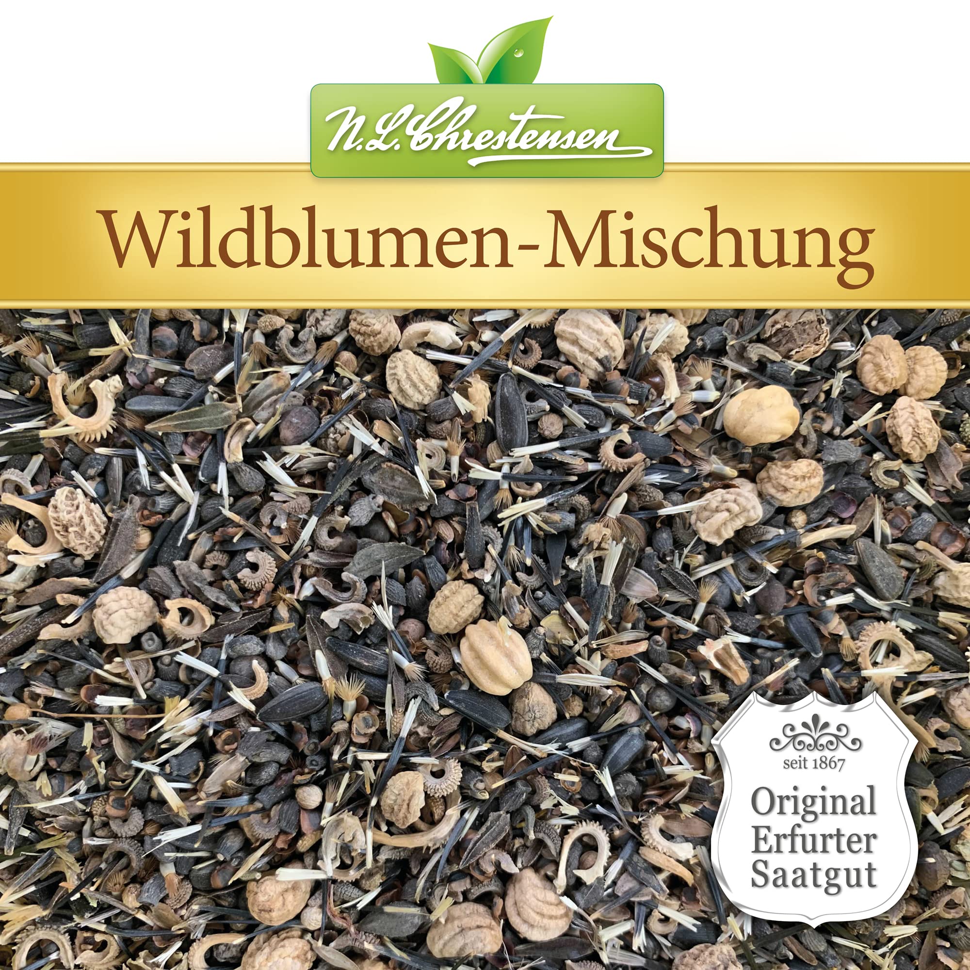 N. L. Chrestensen Wildblumen - Mischung für 500-1000 m2 im 5 l Eimer | Blumensamen mehrjährig winterhart | Nahrung für Bienen und Schmetterlinge | Für Garten, Wiese