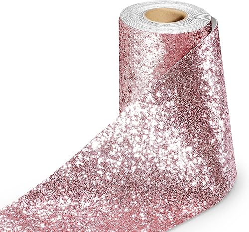 Vista 12 de Stickyart Papel tapiz con purpurina dorada, bordes de pared brillantes, despegar y pegar, para dormitorio, papel adhesivo extraíble con purpurina
