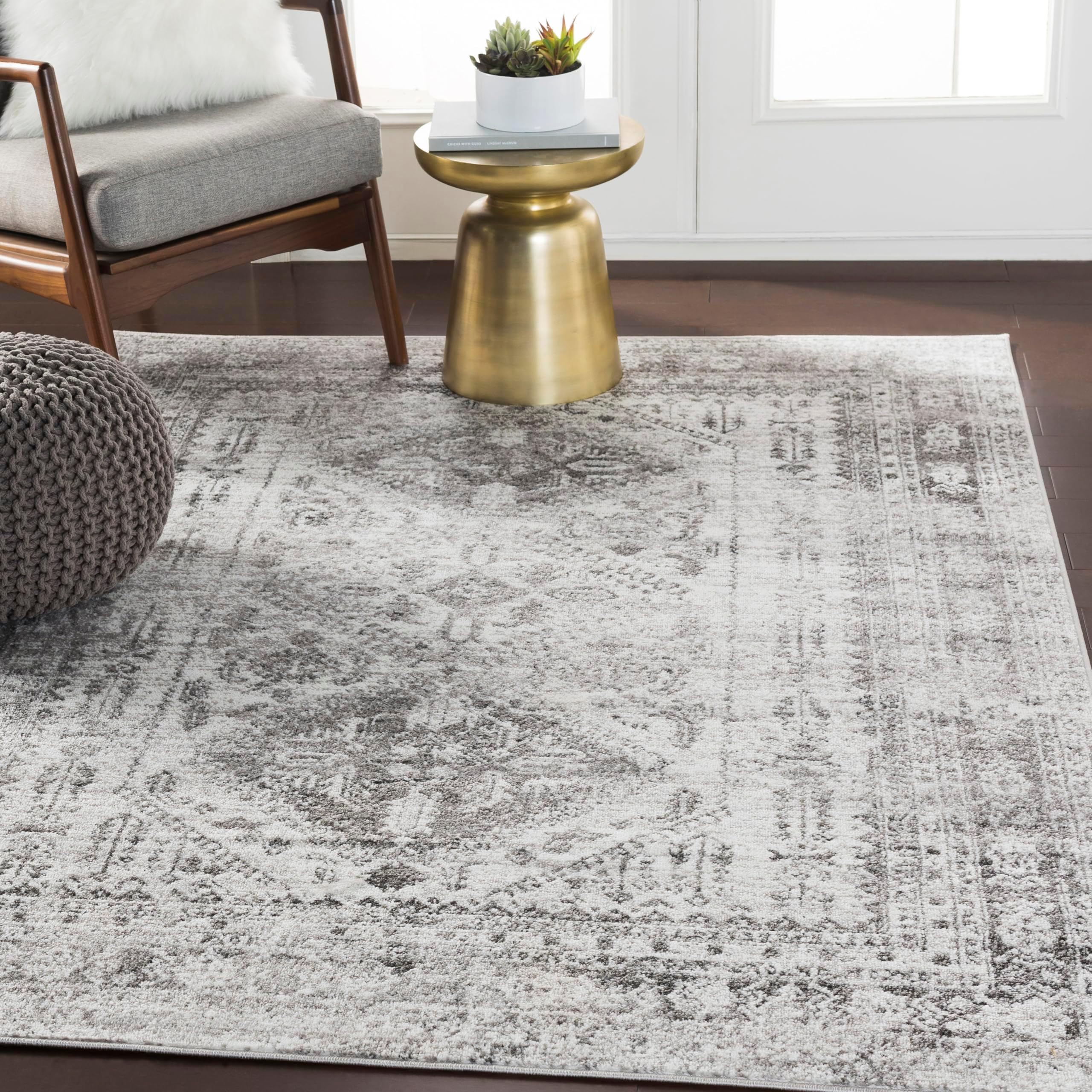 Desta Vintage Oriental Area Rug,5'3" x 7'3",Charcoal