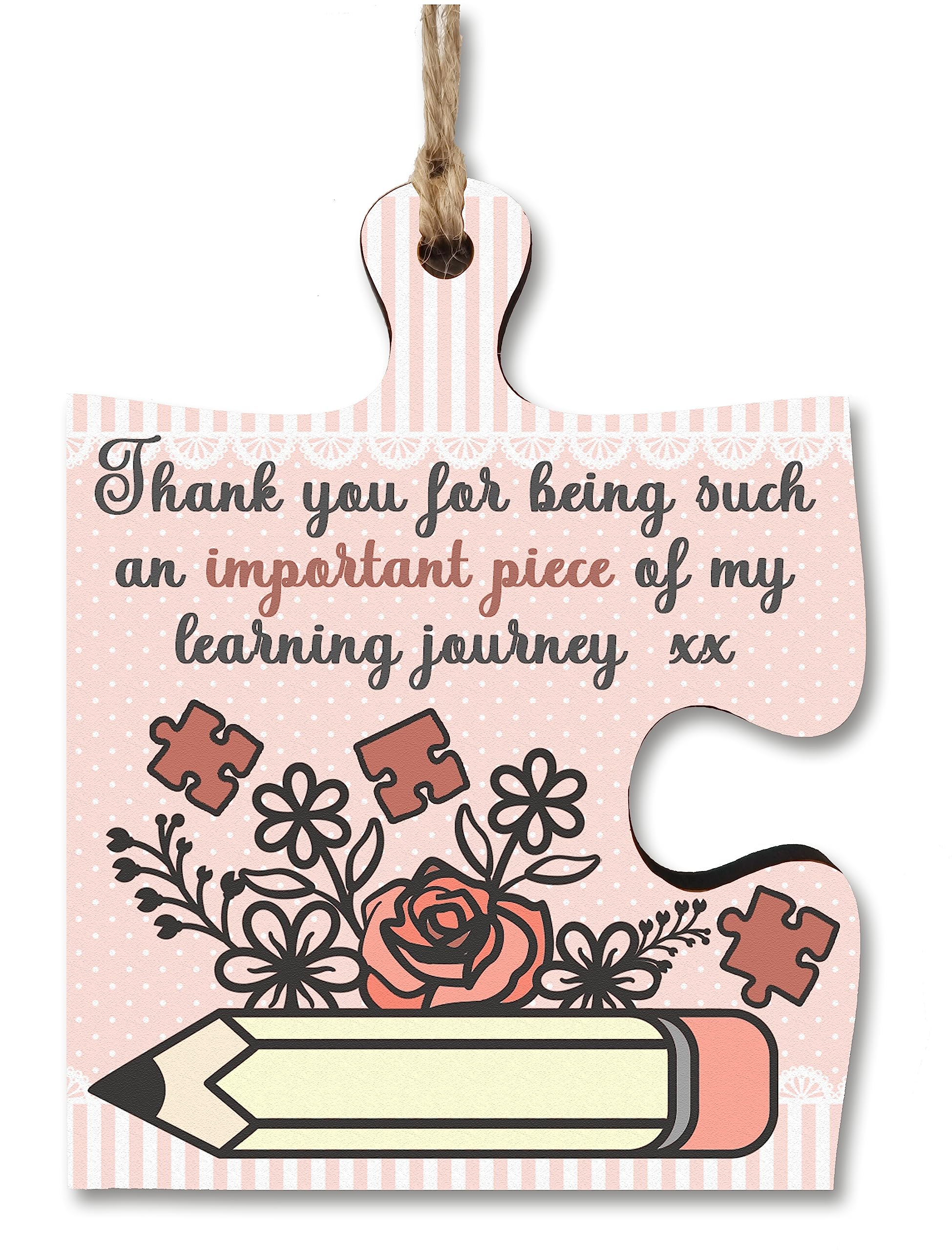 The Plum Penguin Multicolour Thank You Important Piece Learning Journey Best Teacher Jigsaw Puzzle Shaped Decorative Hanging Plaque Sign End Of Term Gift