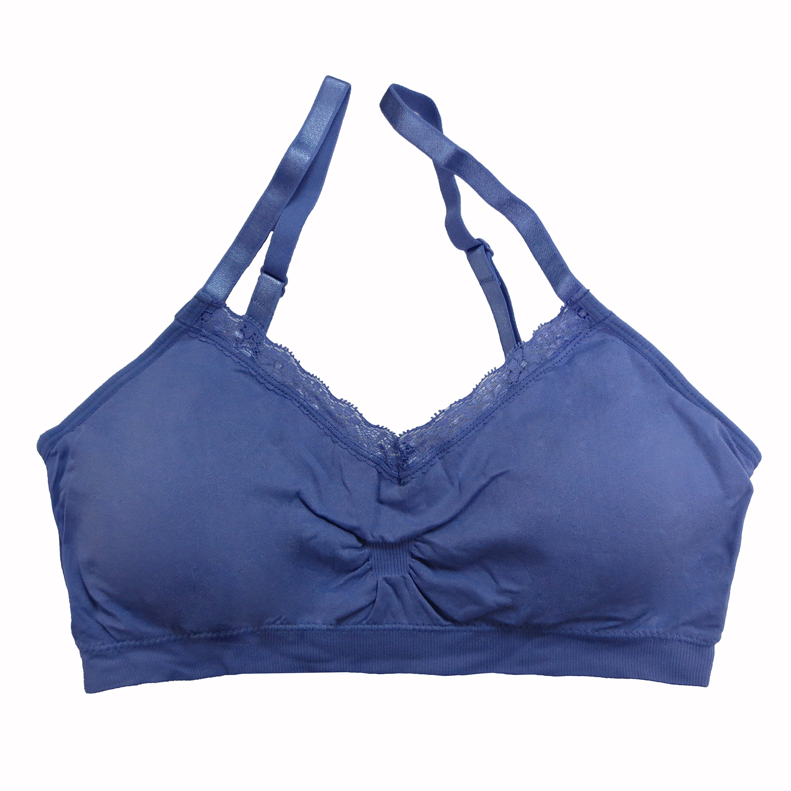 CoobieSeamless V-Neck with Lace Bra, Full Size, Periwinkle