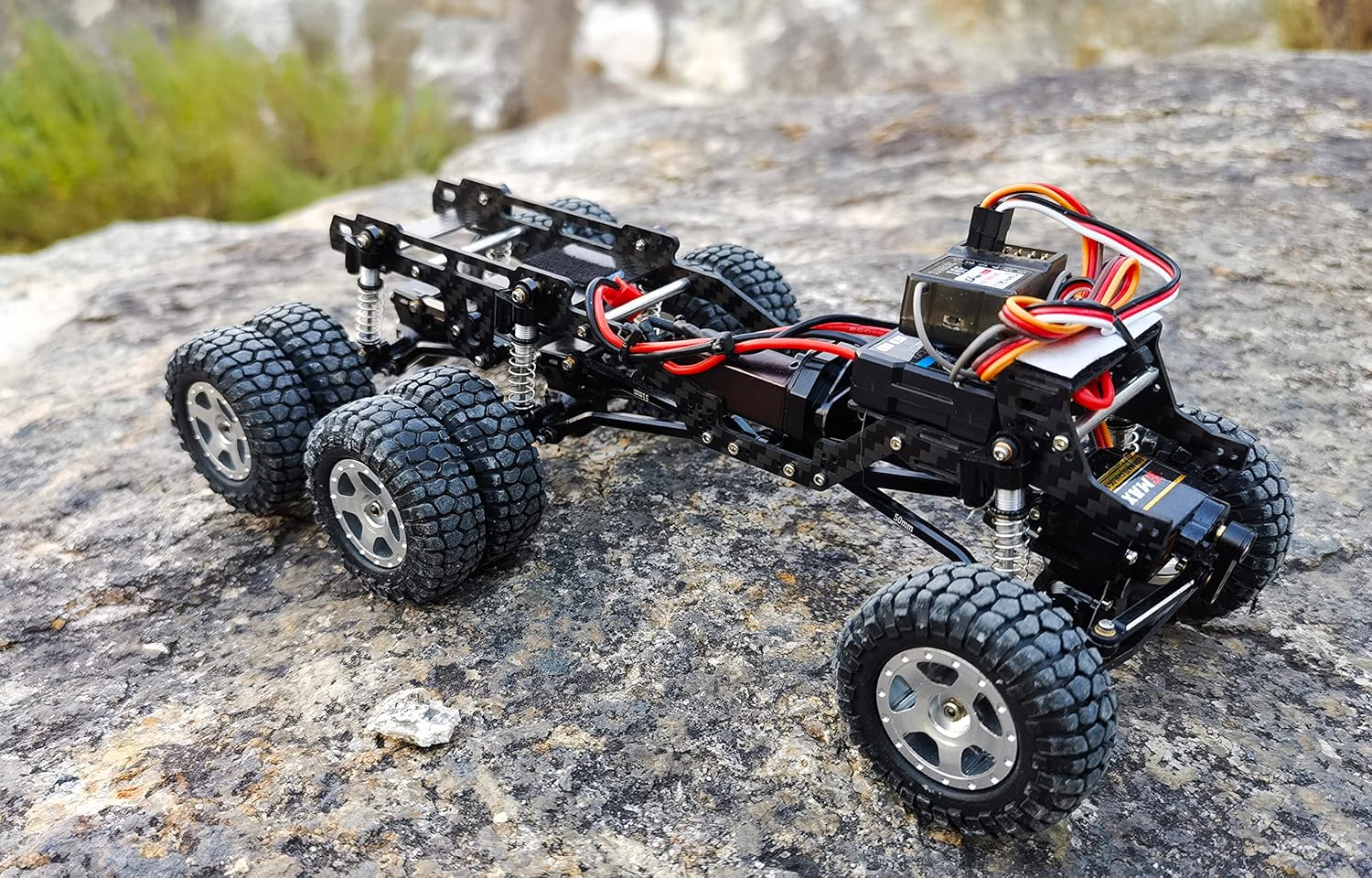 MEUS RACING SCX24 LCG Chassis Carbon Fiber Frame for Axial SCX24 6×6 RC Crawler Upgrades Parts Black