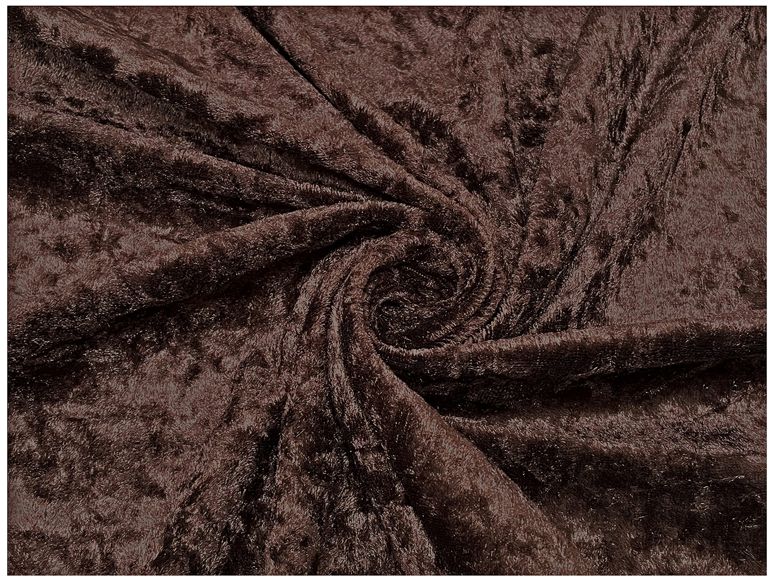 Crushed Velvet Fabric Craft Stretch Velour Material - Soft Furnishing & Craft Velour Fabric - 150cm Wide (Brown, Sold by The Metre)