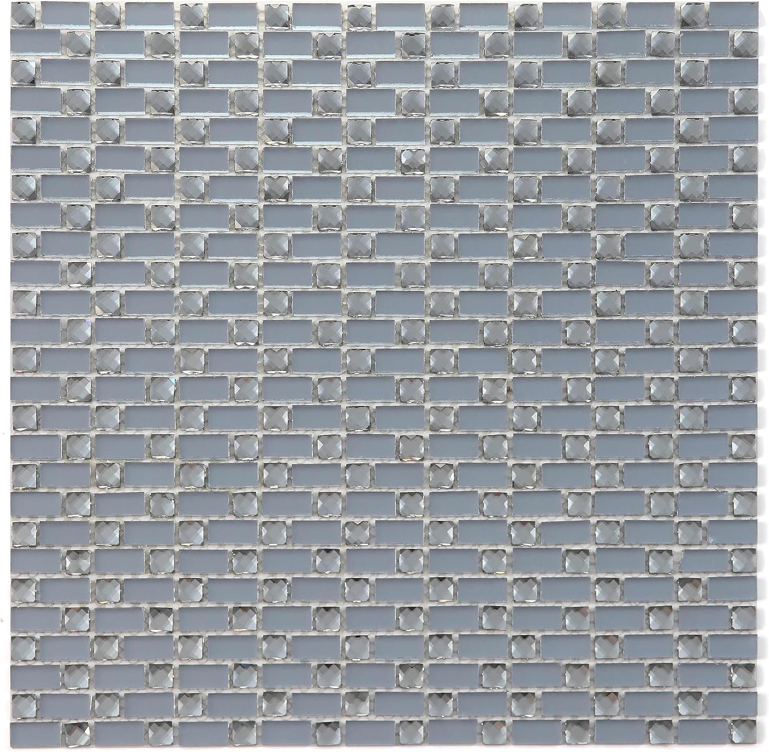 Artistic Jewels Blue Diamond Cut Textured & Frosted Glass 12 in. x 12 in. Decorative Brick Mosaic Wall Tile (11)