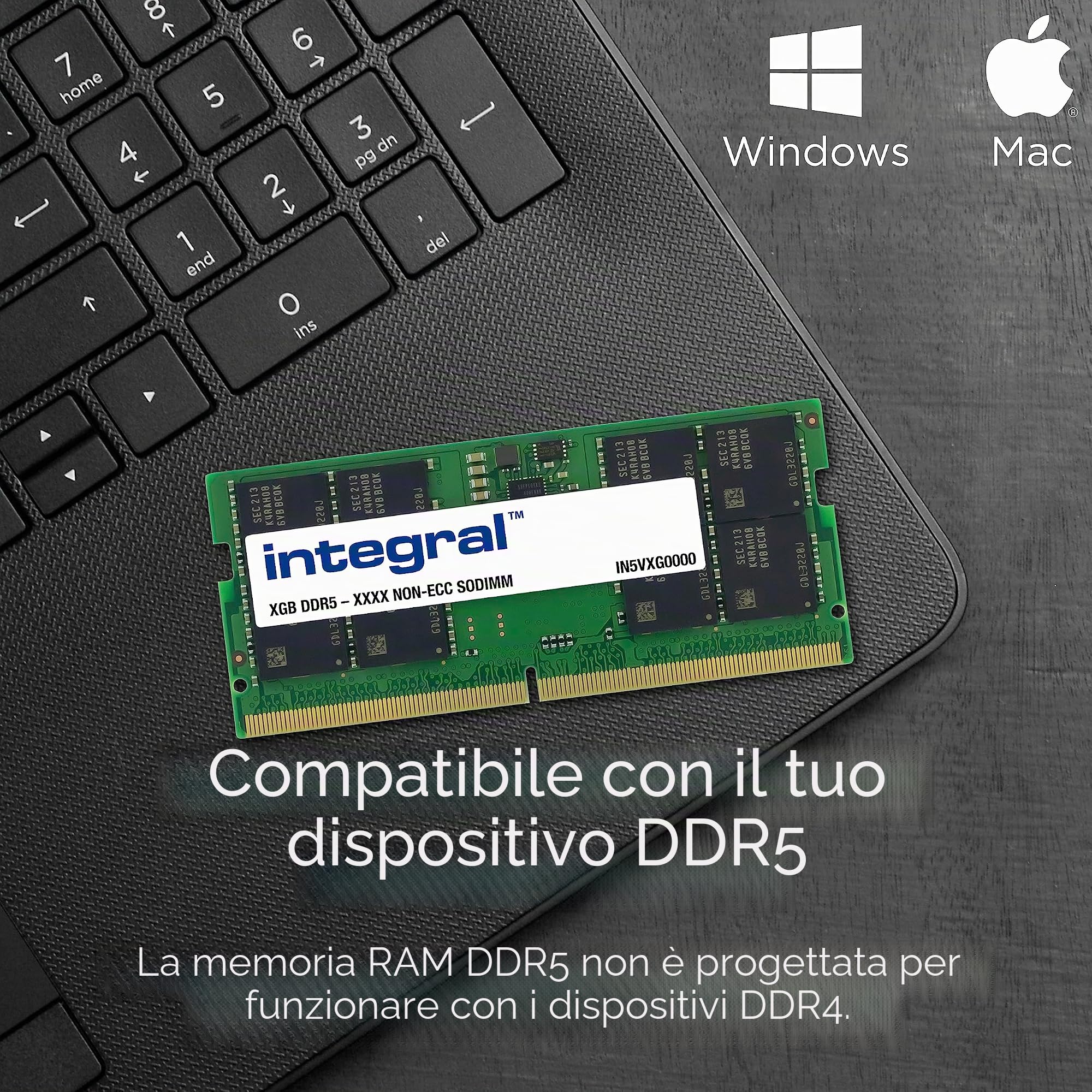 Integral 32GB DDR5 So-DIMM Kit RAM (2X 16GB) 5600MT/s PC5-44800 CL46 Modulo di memoria per laptop/laptop/macbook/NUC