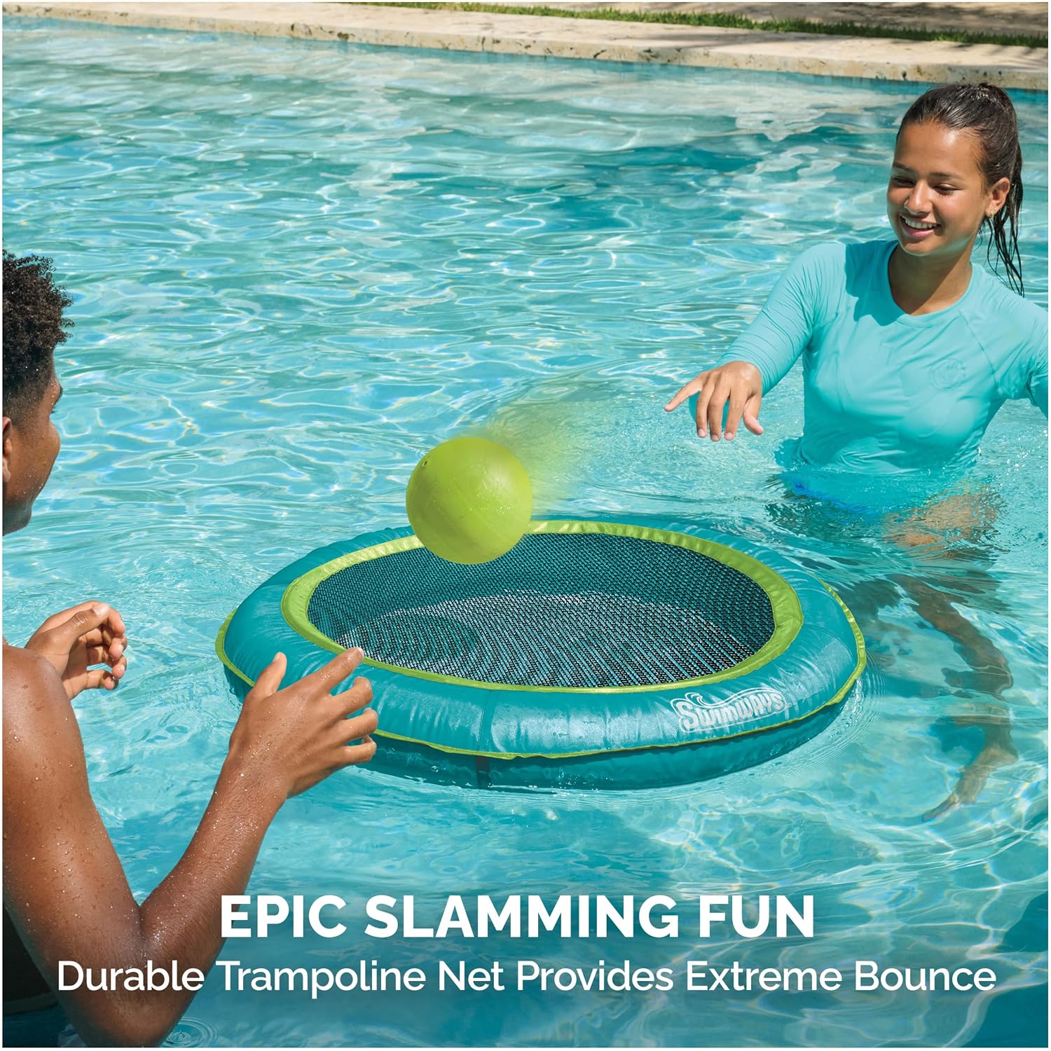 SwimWays Aqua Slam Outdoor Trampoline Pool Game Playset for Ages 5+ image 3