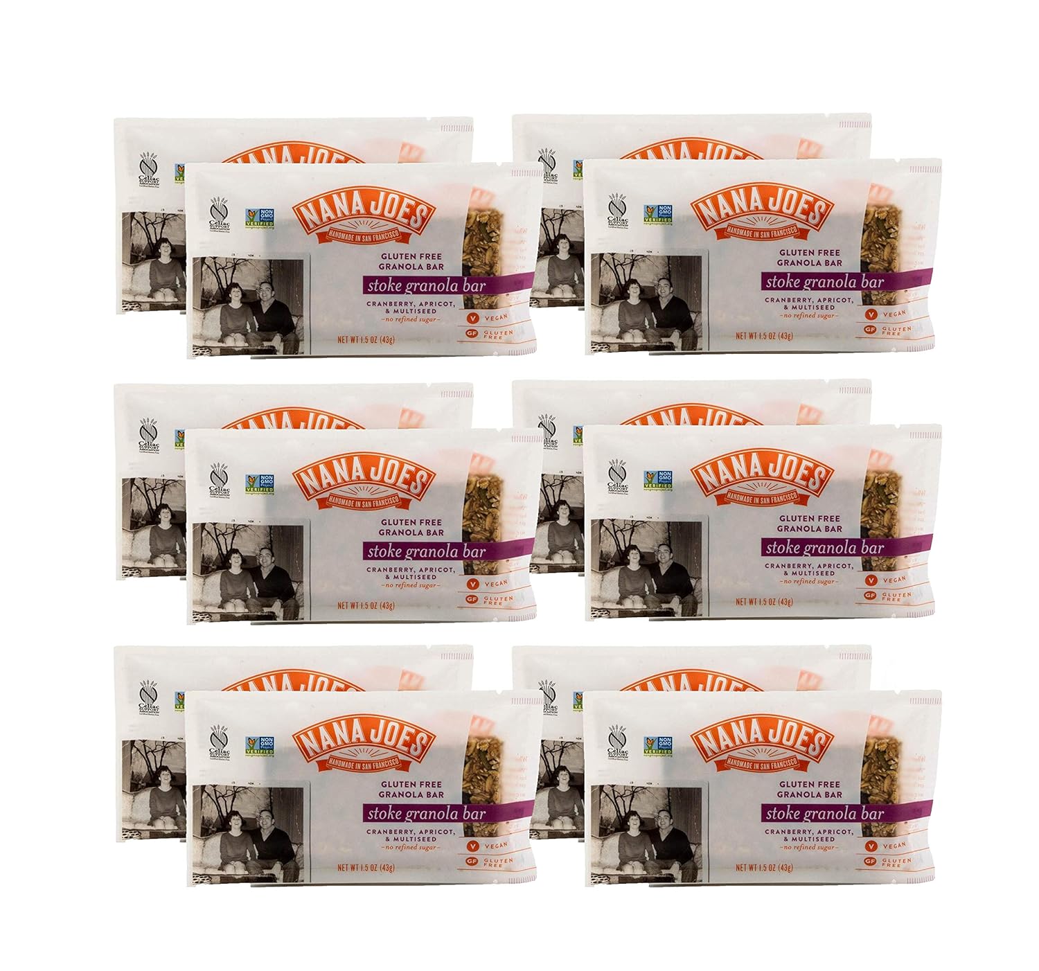 Nana Joes Granola Stoke Bars with Cranberry, Apricot & Multiseed | 12 Pack | Gluten-Free, Vegan, Organic, No Preservatives