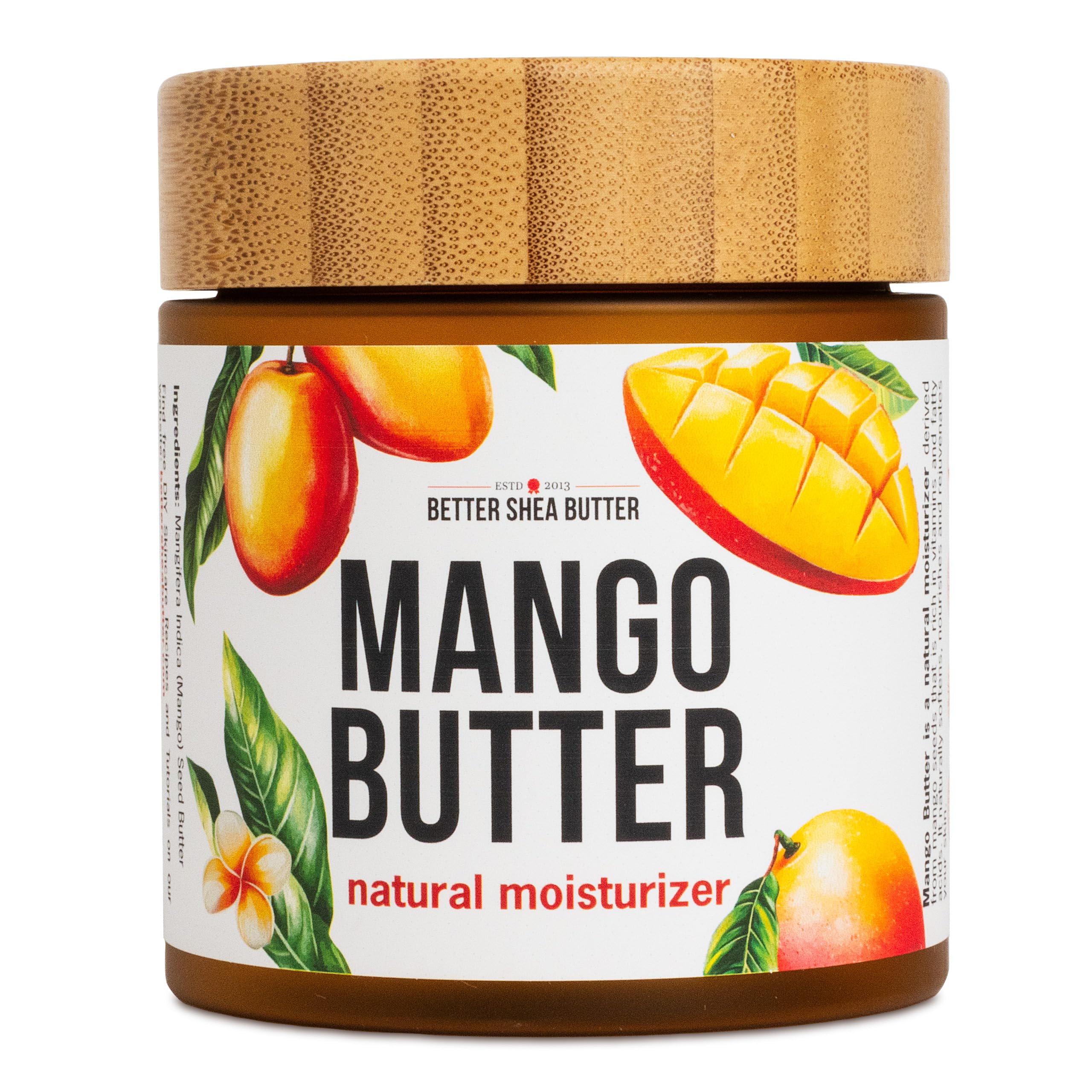 Raw Mango Butter - 100% Pure Mango Seed Butter - Natural Moisturizer for Skin and Hair - Use with Shea in DIY Body Butter, Lip Gloss, Lotion Bar and Soap Making, 8 oz Jar