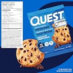 Quest Nutrition Chocolate Chip Protein Cookie, High Protein, High Fibre, Low Sugar, Keto Friendly, 15g Protein, 1g Sugar, 12ct