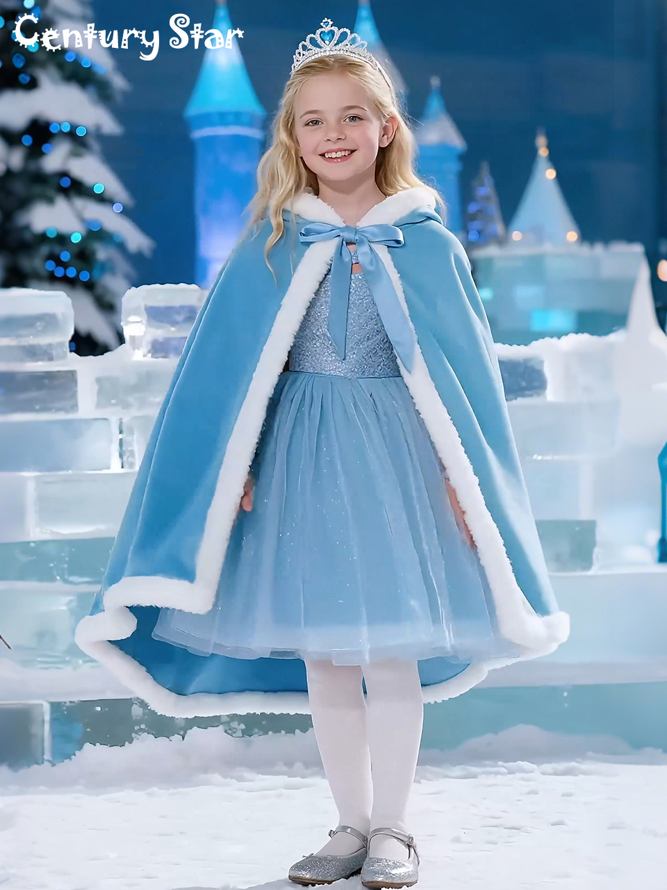 Capa de Princesa para Niñas con Capucha y Pelaje miniatura 6