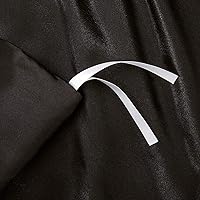 Vista 3 de P Pothuiny - Funda de edredón de satén individual, funda de edredón suave única, lujo sedoso, funda de edredón negra tipo seda de 68" x 90", se