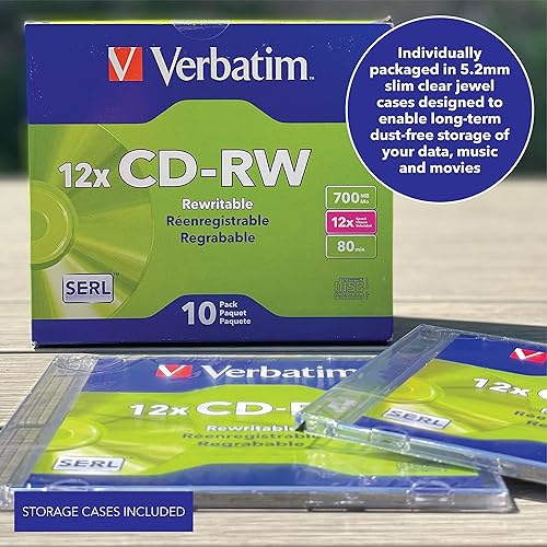 Miniatura 7 de Verbatim Disco multimedia regrabable CD-RW 700MB 2X-12X - Paquete de 25 husillos