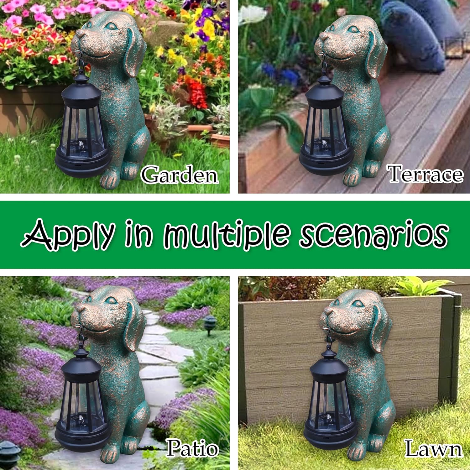Dog Garden Statue Outdoor Décor with Solar Lights Lantern,Dog Solar Light Figurines Outside Decorations for Yard,Lawn ,Patio, Balcony, Unique Housewarming Gifts - Image 9