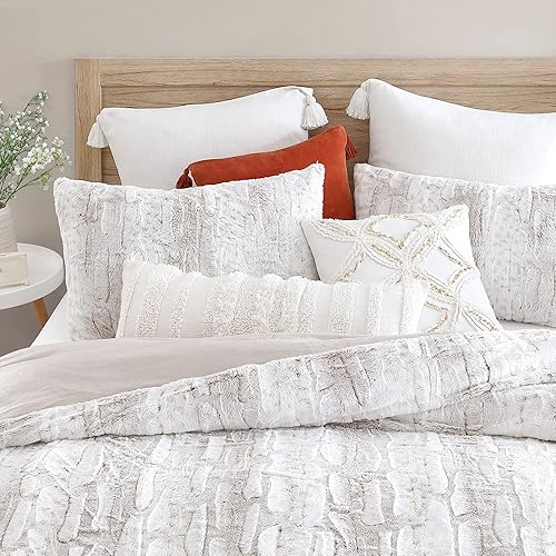 Miniatura 6 de Peri Home Leopard Bedding - Juego de edredón y funda de 3 piezas de piel sintética, súper suave y acogedor, leopardo de nieve marfil, tamaño